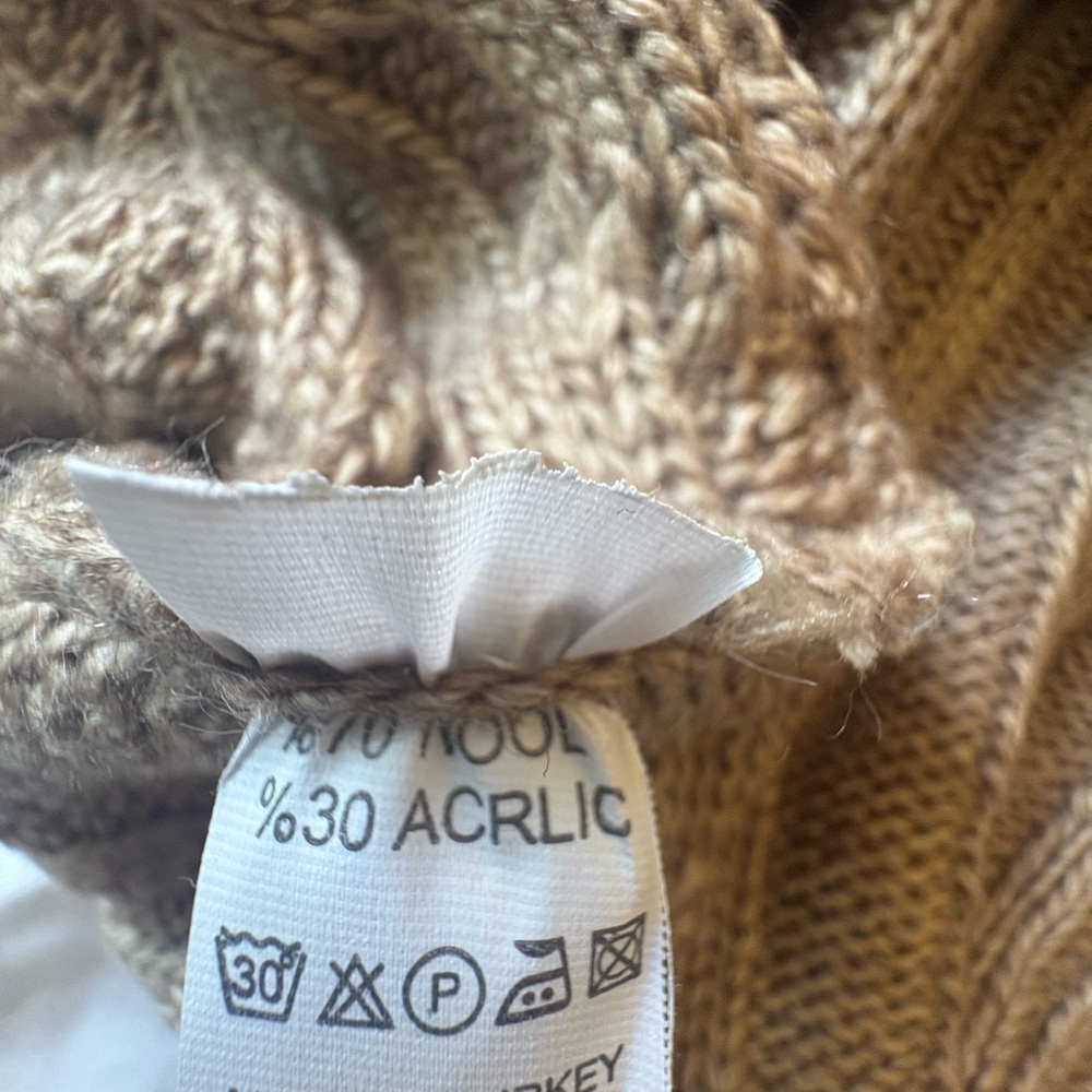 Elegant Tan Cable Knit Cardigan - Picture 5 of 5
